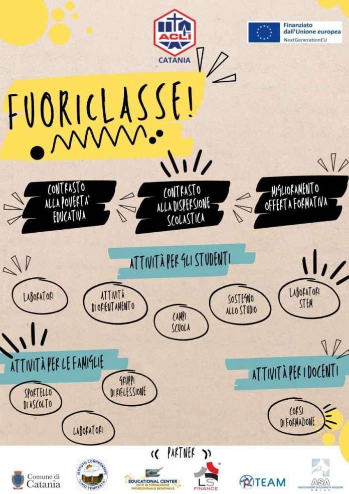 Locandina progetto Fuoriclasse promosso da Acli Catania
