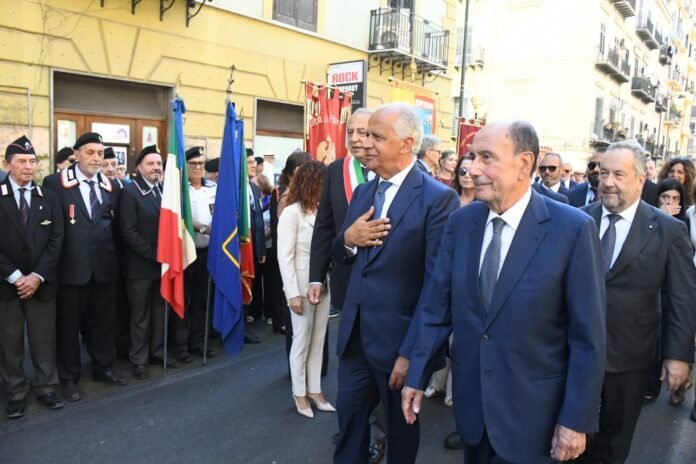 Schifani, Piantedosi e Lagalla alla cerimonia per Dalla Chiesa (ph. ufficio stampa)